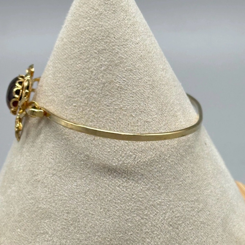 Tiger's Eye Crab Gold Tone Boho Beach Nautical Bangle Bracelet Sz 5.75 - Picture 3 of 7